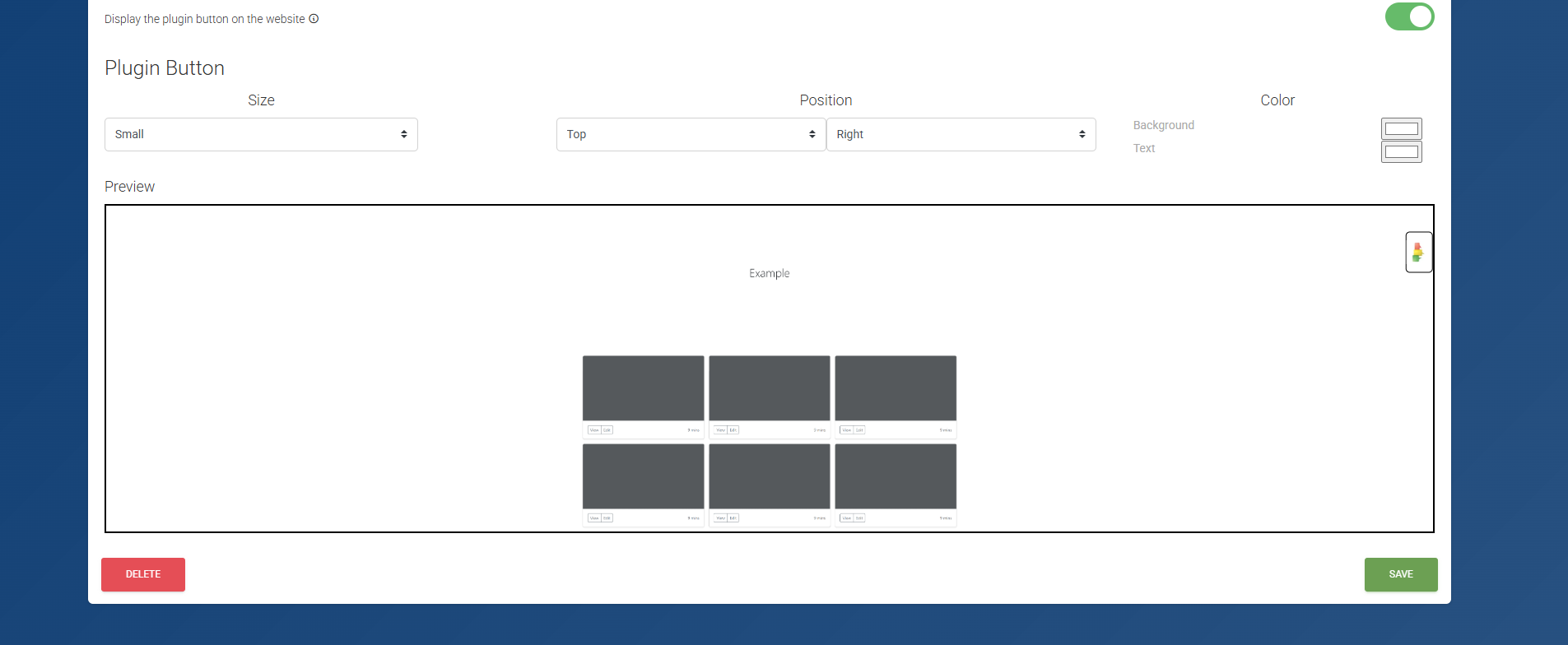GiveFeedback antes: pantalla de configuración antigua