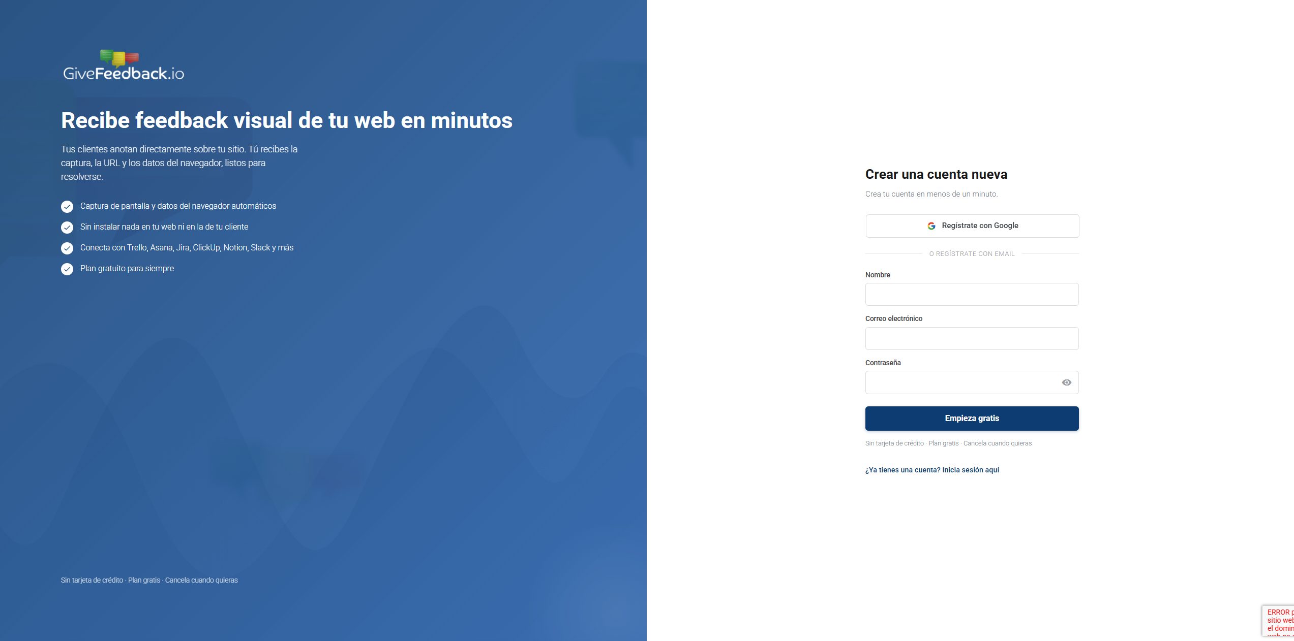 GiveFeedback después: nuevo registro