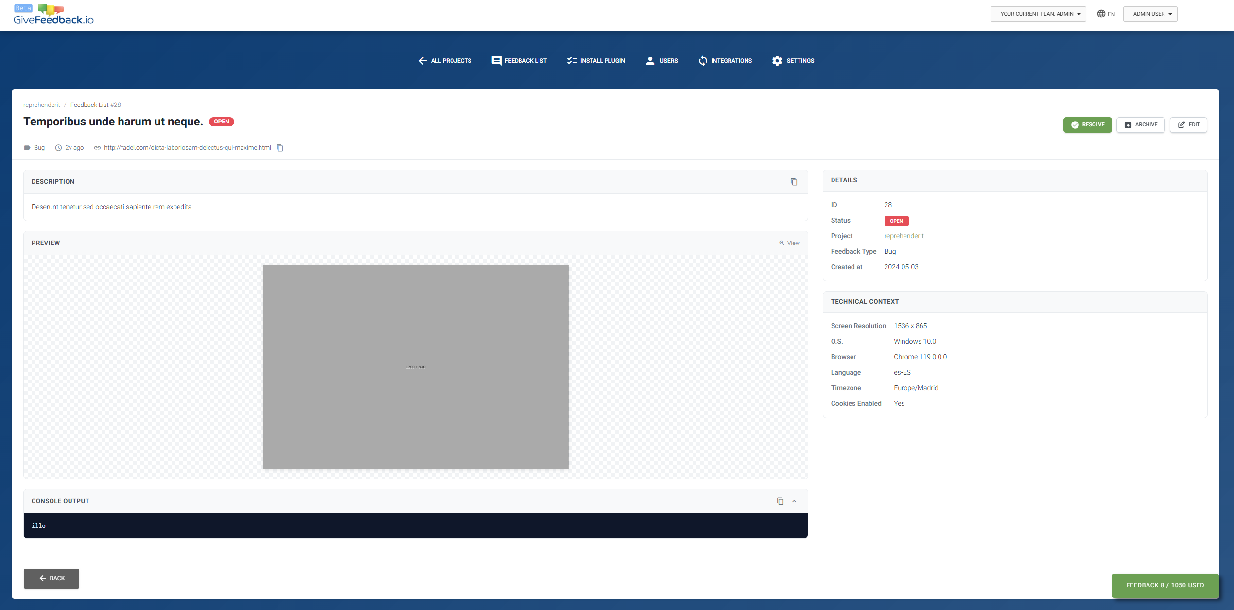 GiveFeedback después: nuevo panel de feedback